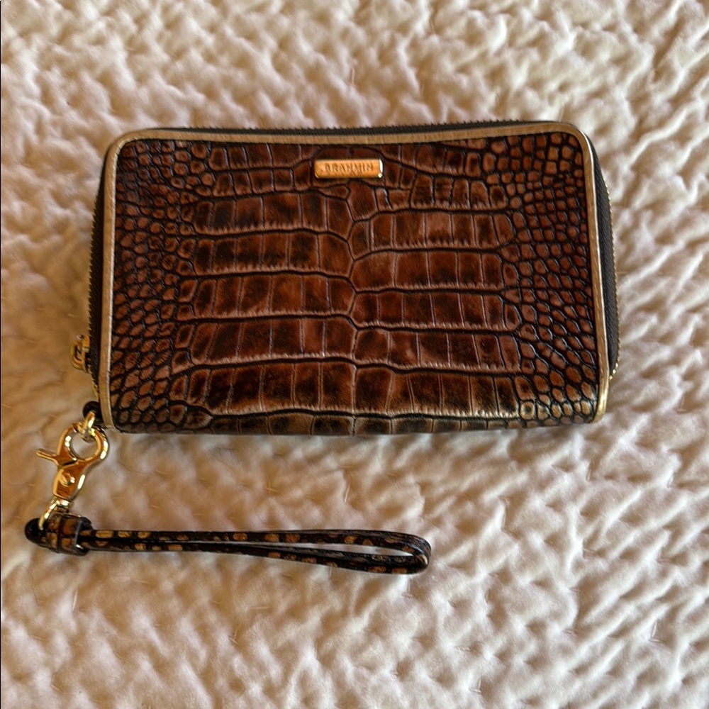 Brahmin Brown Crocodile Embossed Wallet